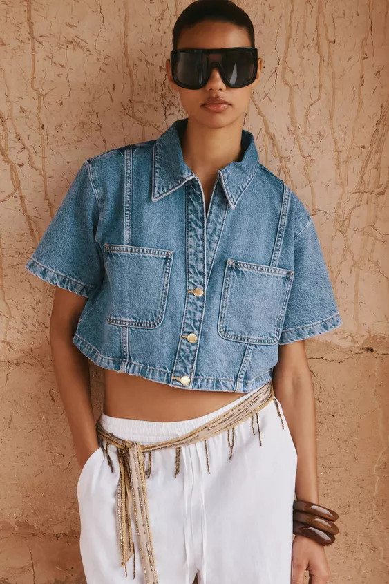 Z1975 CROP DENIM SHIRT | Zara US