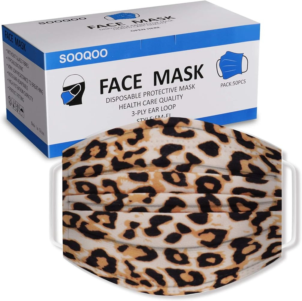SOOQOO Disposable Face Mask Individually Wrapped - 50 Pack, Camo Face Masks - Soft on Skin - 3 Pl... | Amazon (US)