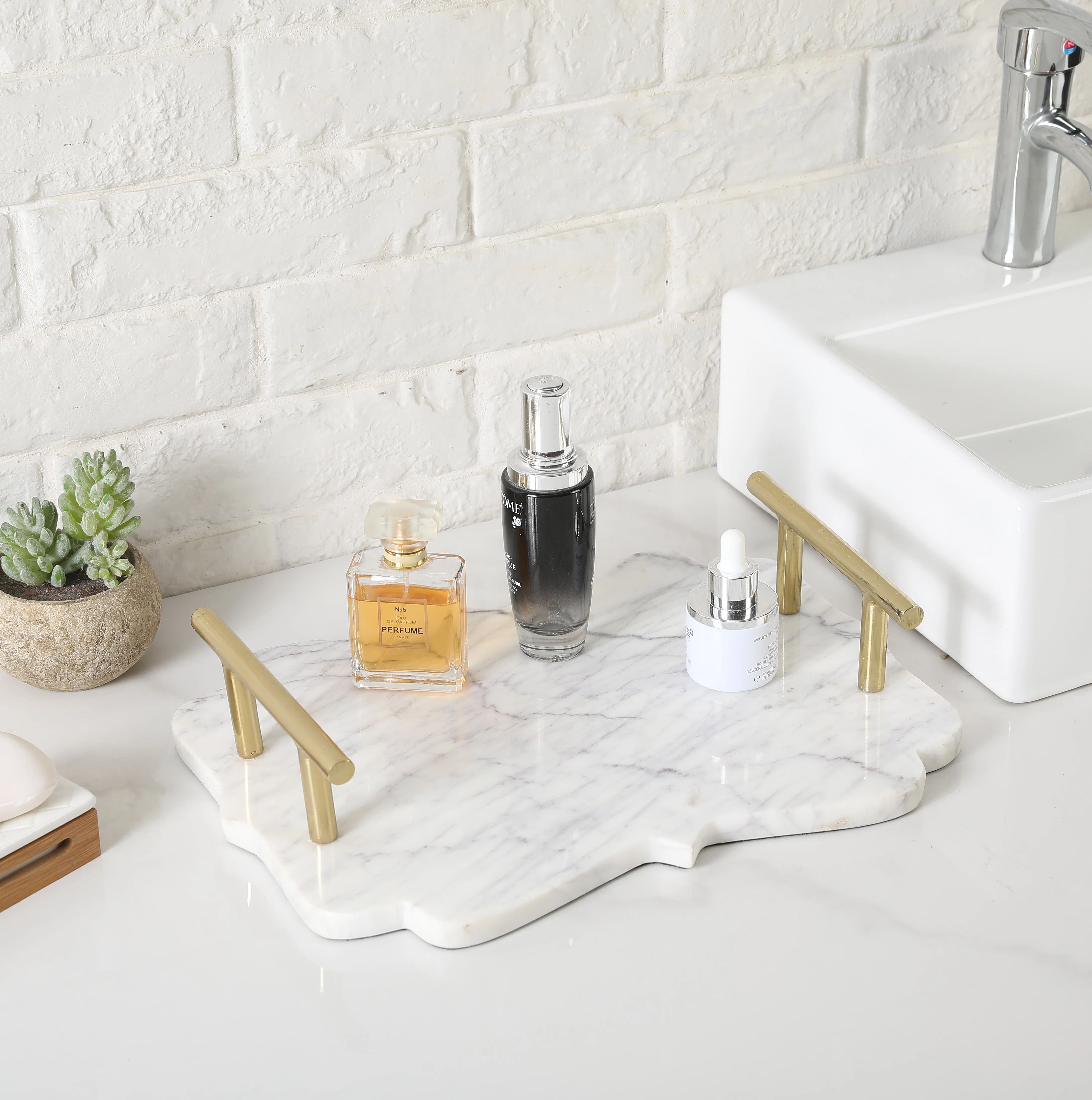 Everly Quinn Lorilea Marble Bathroom Accessory Tray w/ Handles | Wayfair | Wayfair North America