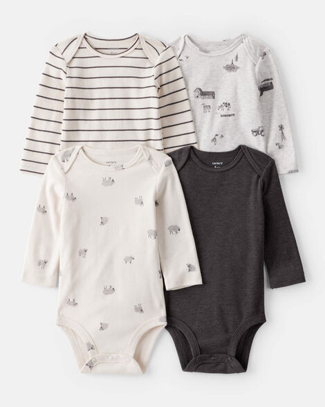 Baby Boy 4-Pack Sheep Print Long-Sleeve Multipack Bodysuits | Carter's Inc