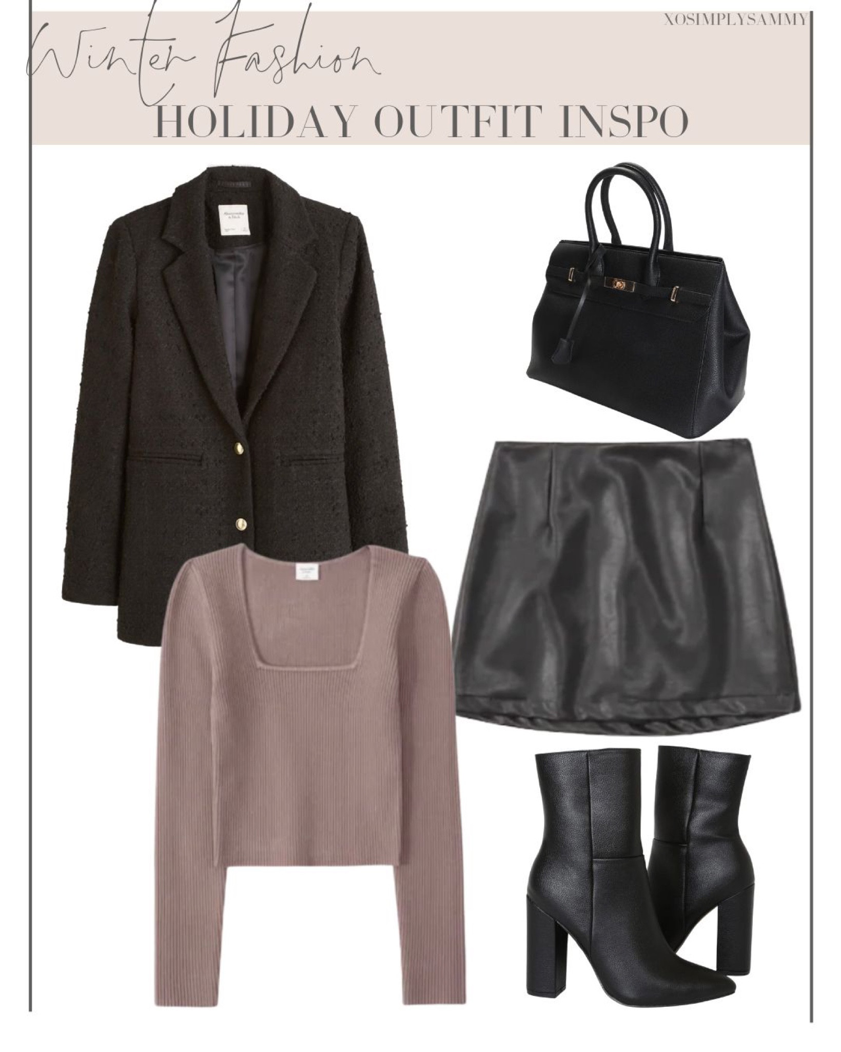 Holiday outfits inspo , winter fashion outfits inspo , fall fashion outfits inspo , women’s coat , black coat , black skirt , black miniskirt , faux leather skirt , black boots , mid calf boots , black handbag 

#LTKHoliday #LTKstyletip #LTKGiftGuide