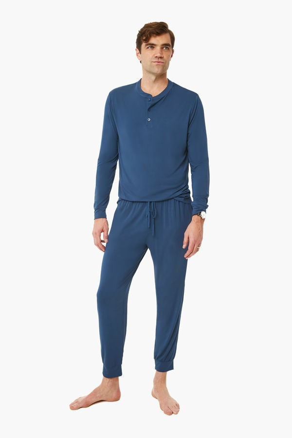 Indigo Blue Henry Men's PJ Set | Tuckernuck (US)