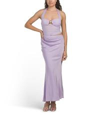 Sandy Shell Buckle Halter Maxi Dress | TJ Maxx