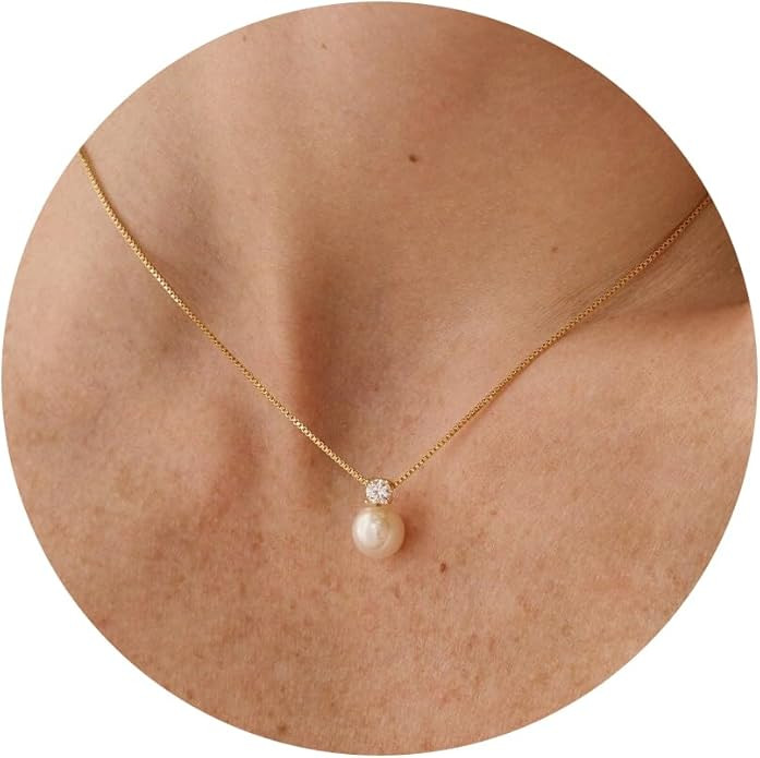 Pearl Necklace for Women- 14K Gold-plated/White Gold-plated Dainty Pearl Necklace for Women | Amazon (US)