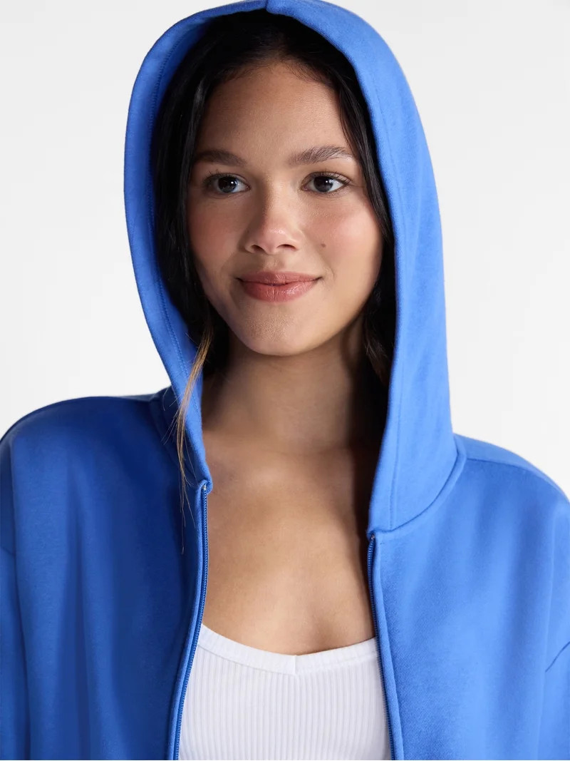 No Boundaries Boxy Zip Up Hoodie, Women's XXS-XXL | Walmart (US)