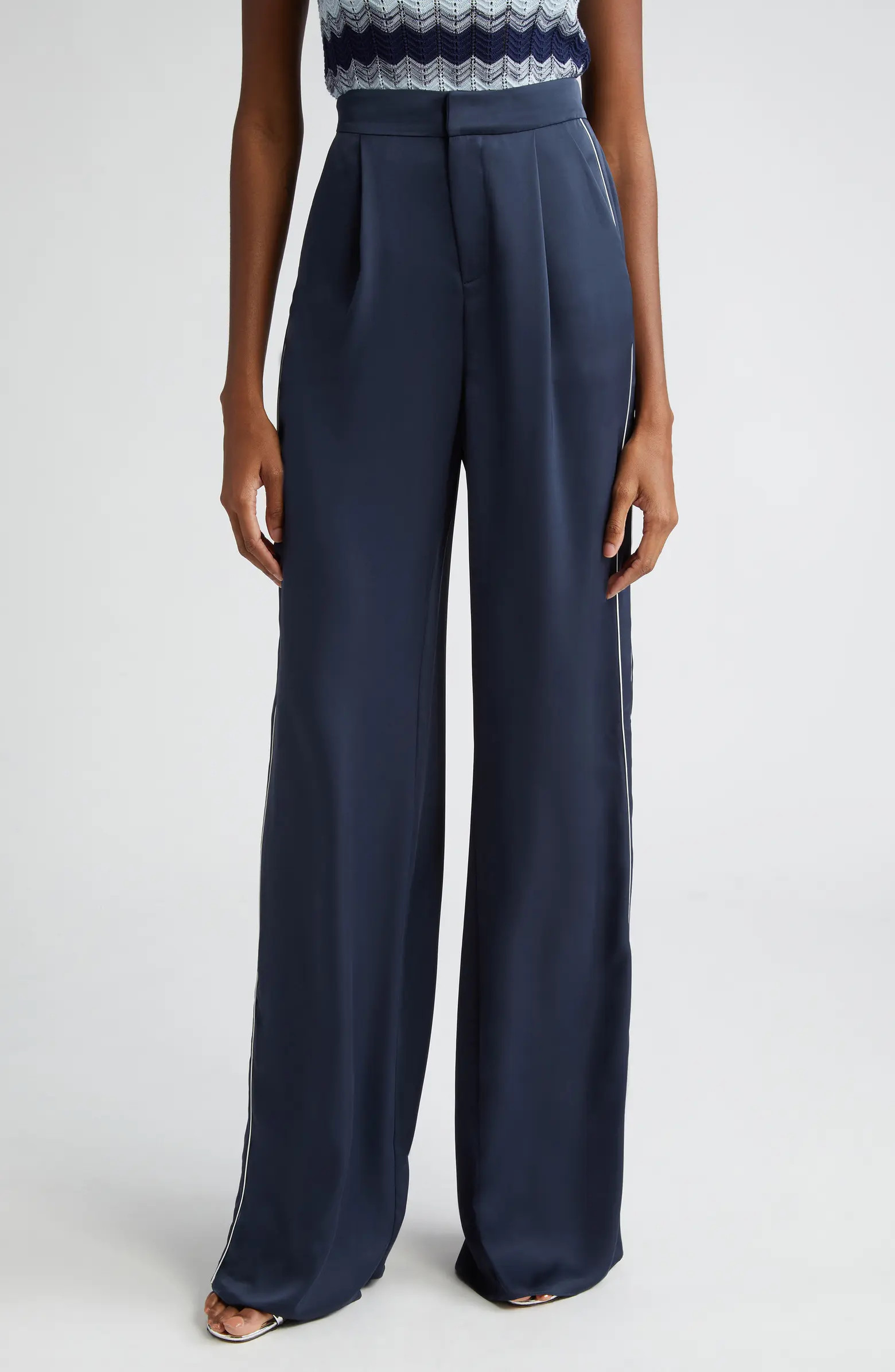 Lara Side Stripe Satin Pants | Nordstrom