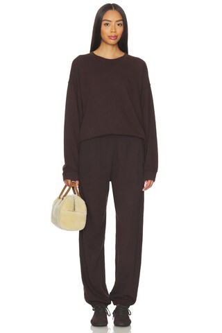 Eterne Oversized Lightweight French Terry Crewneck Sweatshirt in Espresso from Revolve.com | Revolve Clothing (Global)