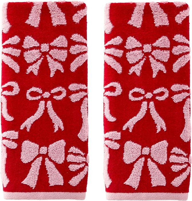 SKL Home Bow Jacquard 100% Cotton Premium 2-Piece Hand Towel Set, 500 GSM, Reversible, Soft & Abs... | Amazon (US)