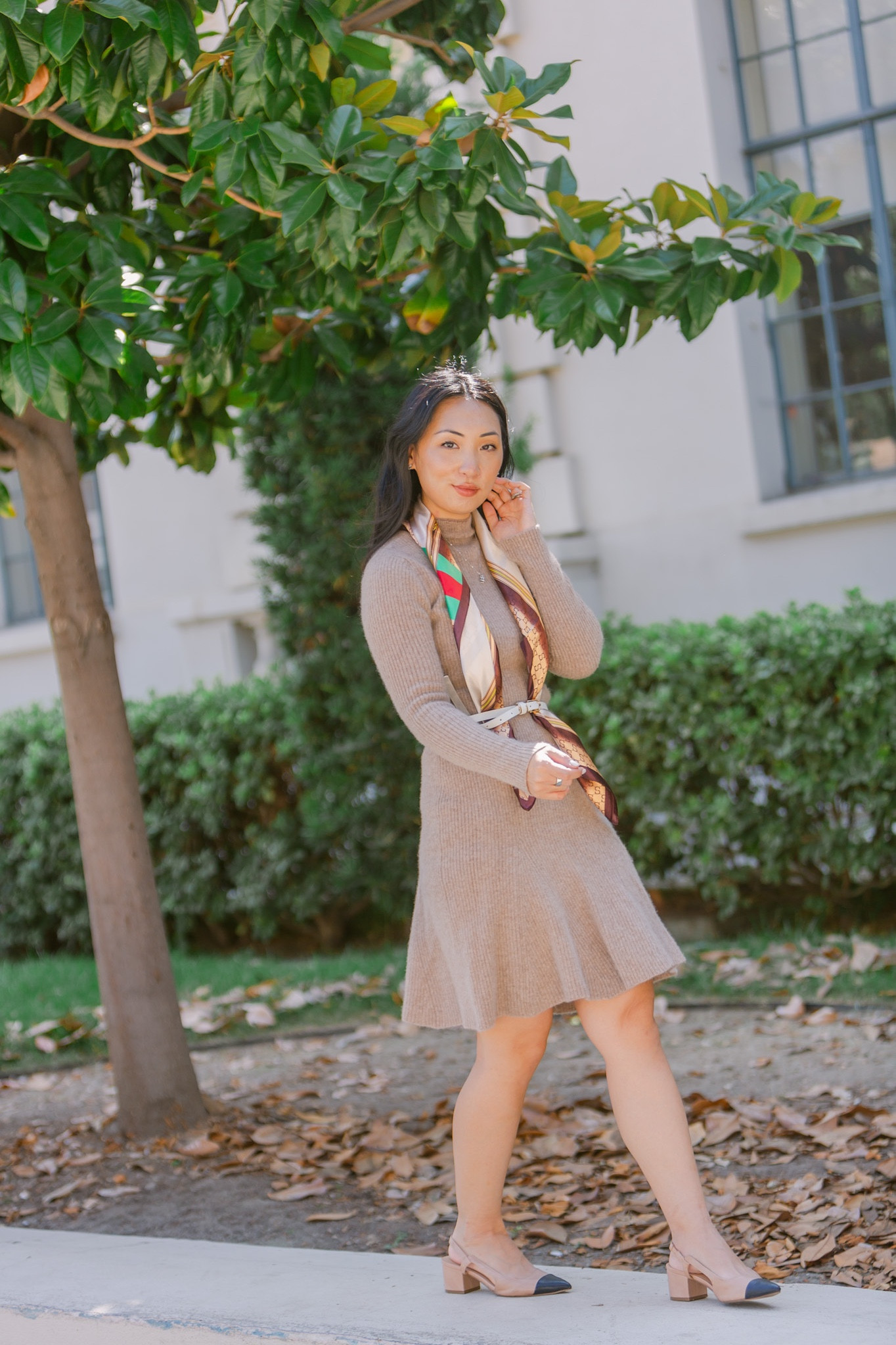 Amazon fashion sweater mini dress, Amazon fashion satin scarf, Amazon fashion belt, Dareth Colburn Designs jewellery set, two tone block heel

#LTKworkwear #LTKstyletip #LTKtravel