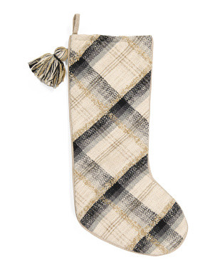 Plaid Christmas Stocking With Tassels | TJ Maxx