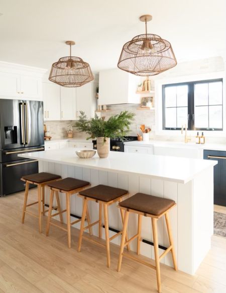 This view will never get over this island! Nathan James bar stools from Amazon are perfection.  

#remodelkitchen #modernkitchen

#LTKhome