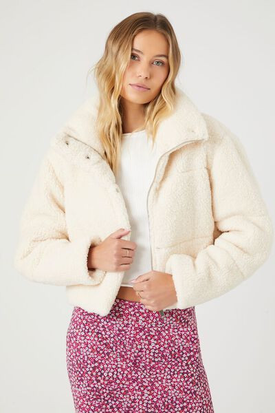 Faux Shearling Cropped Puffer Jacket | Forever 21 | Forever 21 (US)