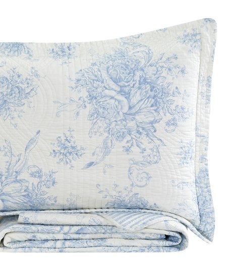 Light Blue & White Toile Cotton Quilt Set | Zulily