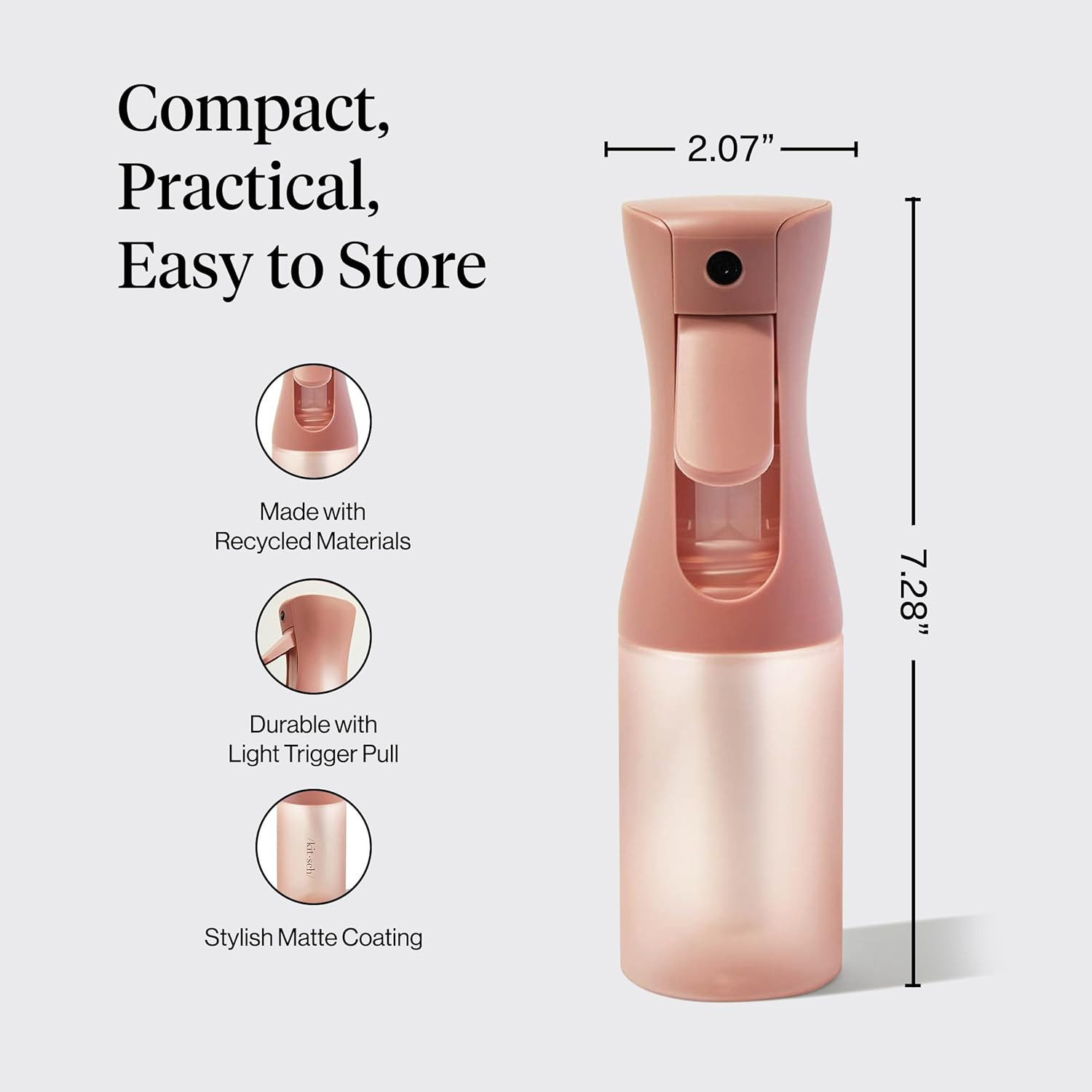 Kitsch Continuous Spray Bottle for Hair – Fine Mist Water Mister & Water Spray Bottle – Recyc... | Amazon (US)