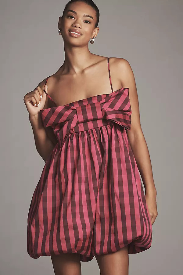 Maeve Bow Bubble Fit & Flare Mini Dress | Anthropologie (US)
