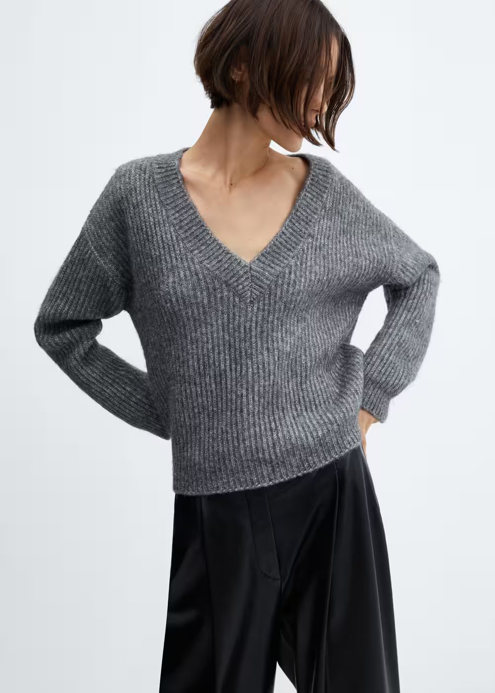 V-neck knit sweater -  Women | Mango United Kingdom | MANGO (UK)