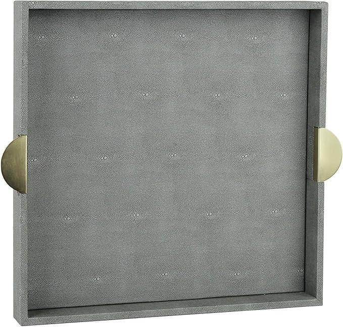 HofferRuffer Faux Leather Decorative Serving Tray, Elegant Coffee Table Ottoman Tray, Breakfast, ... | Amazon (US)