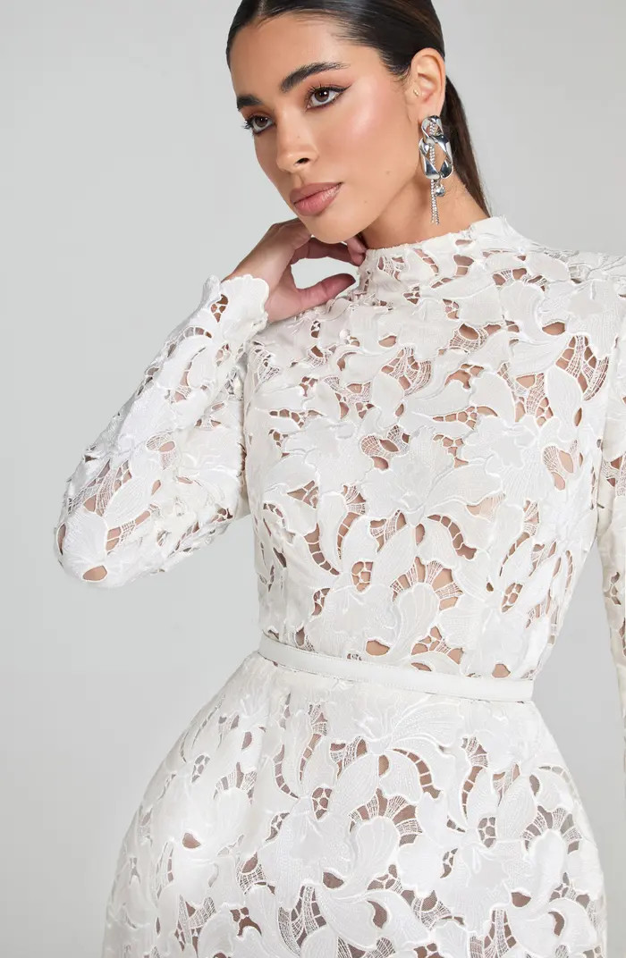 NADINE MERABI Lydia Long Sleeve Lace Cocktail Dress | Nordstrom | Nordstrom
