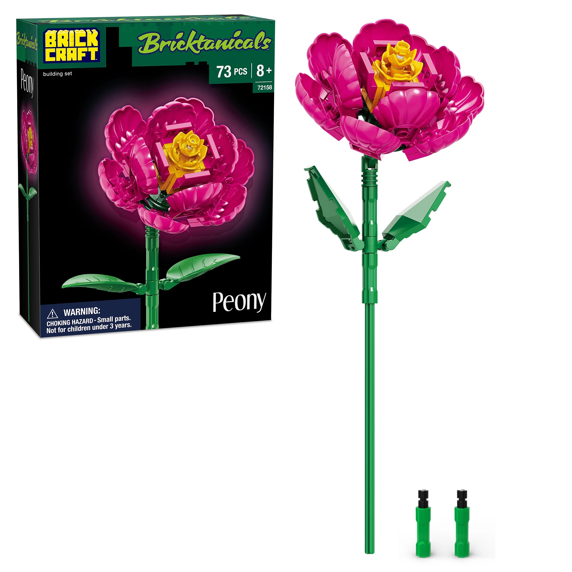 Brickcraft Bricktanicals Peony Building Kit (73- Plastic Piece Set), Artificial Flower Craft, DIY... | Walmart (US)