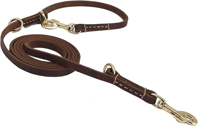 Multi Function 8ft Leather Dog Leash, Genuine Leather Hands Free Leash for Small, Medium and Larg... | Amazon (US)