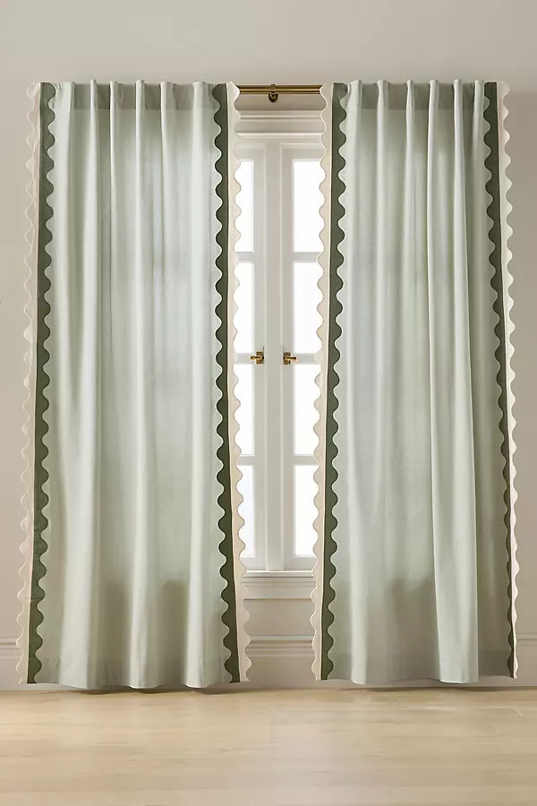 Maeve Scalloped Cotton Curtain | Anthropologie (US)