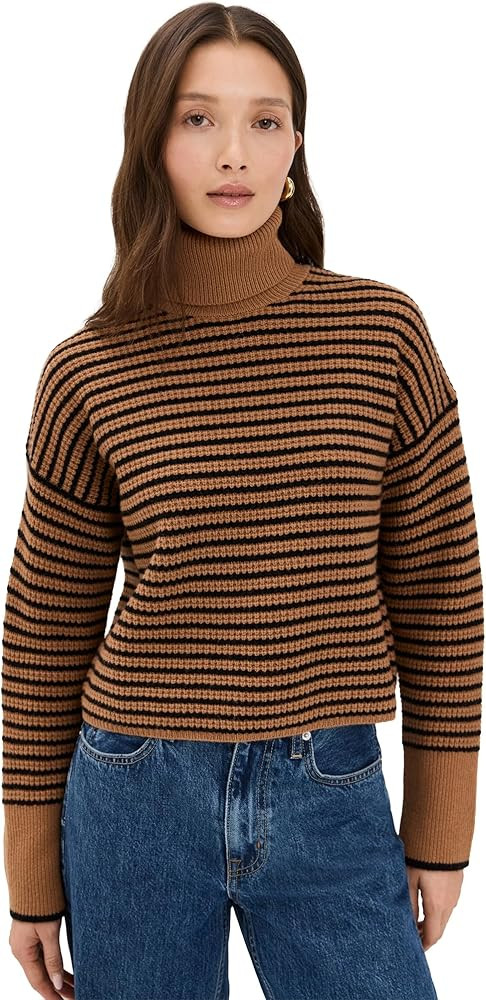 Madewell Women's Pine Stripe Wool Waffle Turtleneck | Amazon (US)