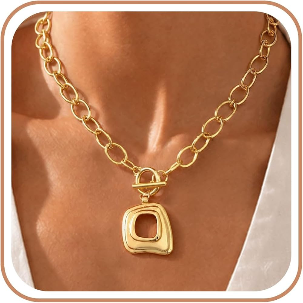 Gold Chunky Necklace for Women trendy statement Chain Necklaces | Amazon (US)