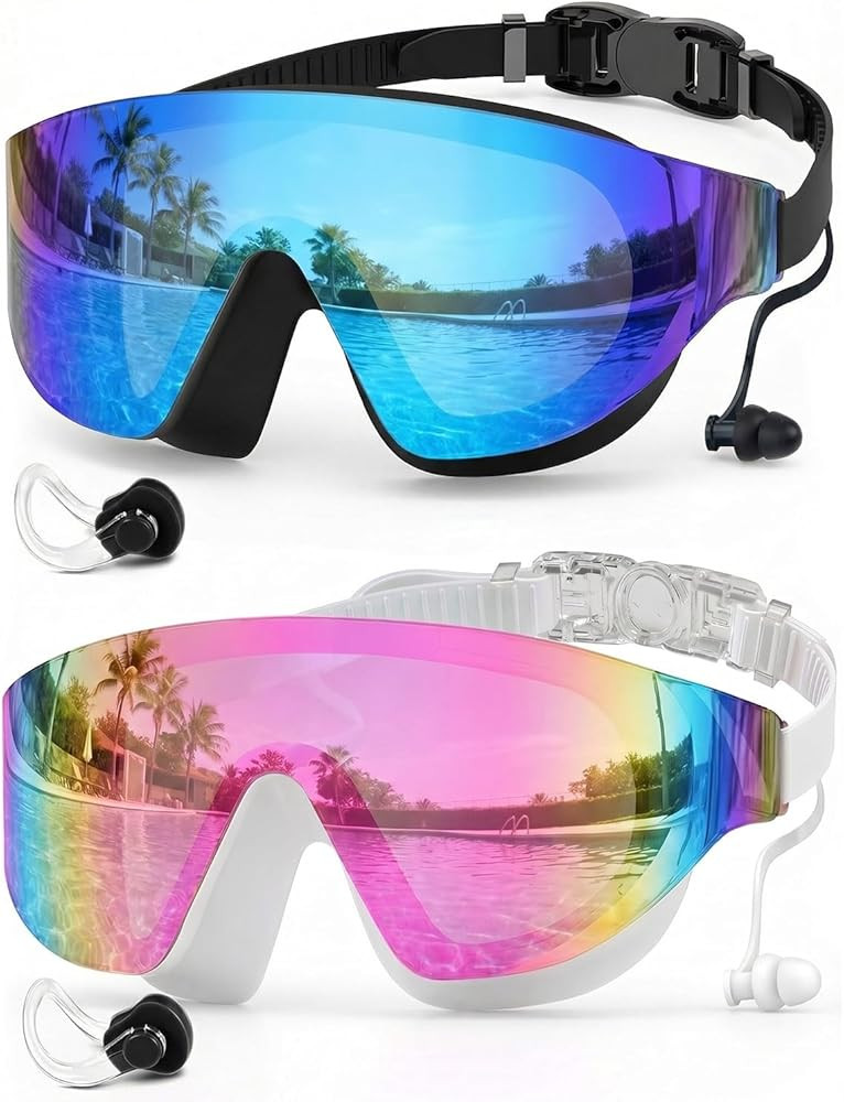 Zoomsnail Swim Goggles 2 Pack, Rimless Wide View Swimming Goggles for Adult, Anti-Fog UV Leaking ... | Amazon (US)
