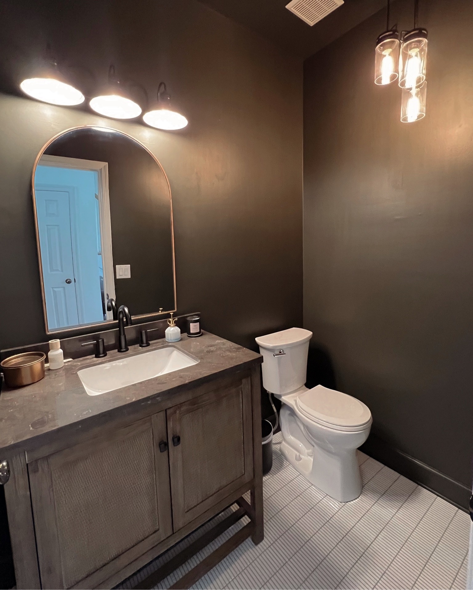 Bathroom Reno 🖤  still need to add a few touches light some art but linked all of the things we used in this room! 

#LTKhome