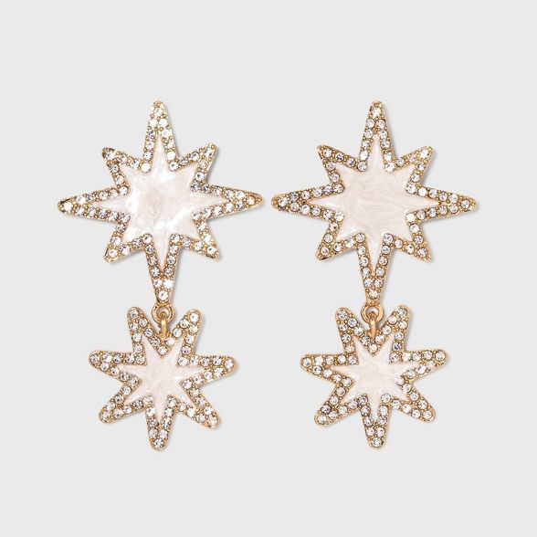 SUGARFIX by BaubleBar Crystal-Trimmed Star Drop Earrings - White | Target
