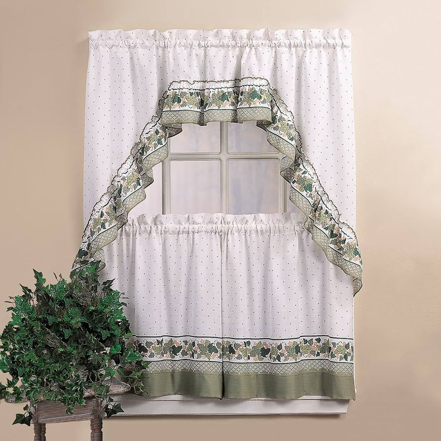 CHF & You Cottage Ivy Country Curtain Tier And Swag Set, Multi, 56-Inch X 36-Inch | Amazon (US)