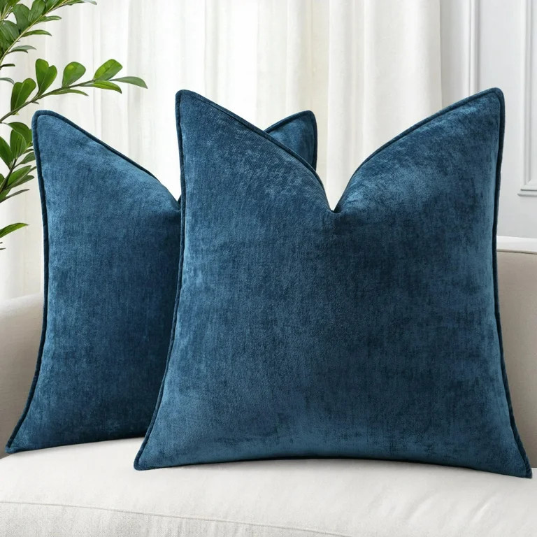 decorUhome Couch Throw Pillow Covers 18x18 Set of 2, Decorative Soft Neutral Chenille Pillow Cove... | Walmart (US)