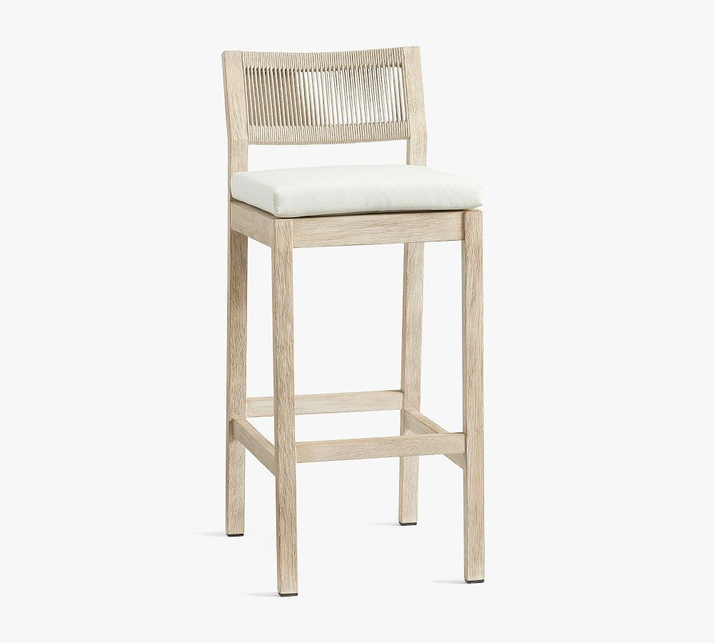 Indio Coastal Mahogany & Rope Outdoor Barstool | Pottery Barn (US)