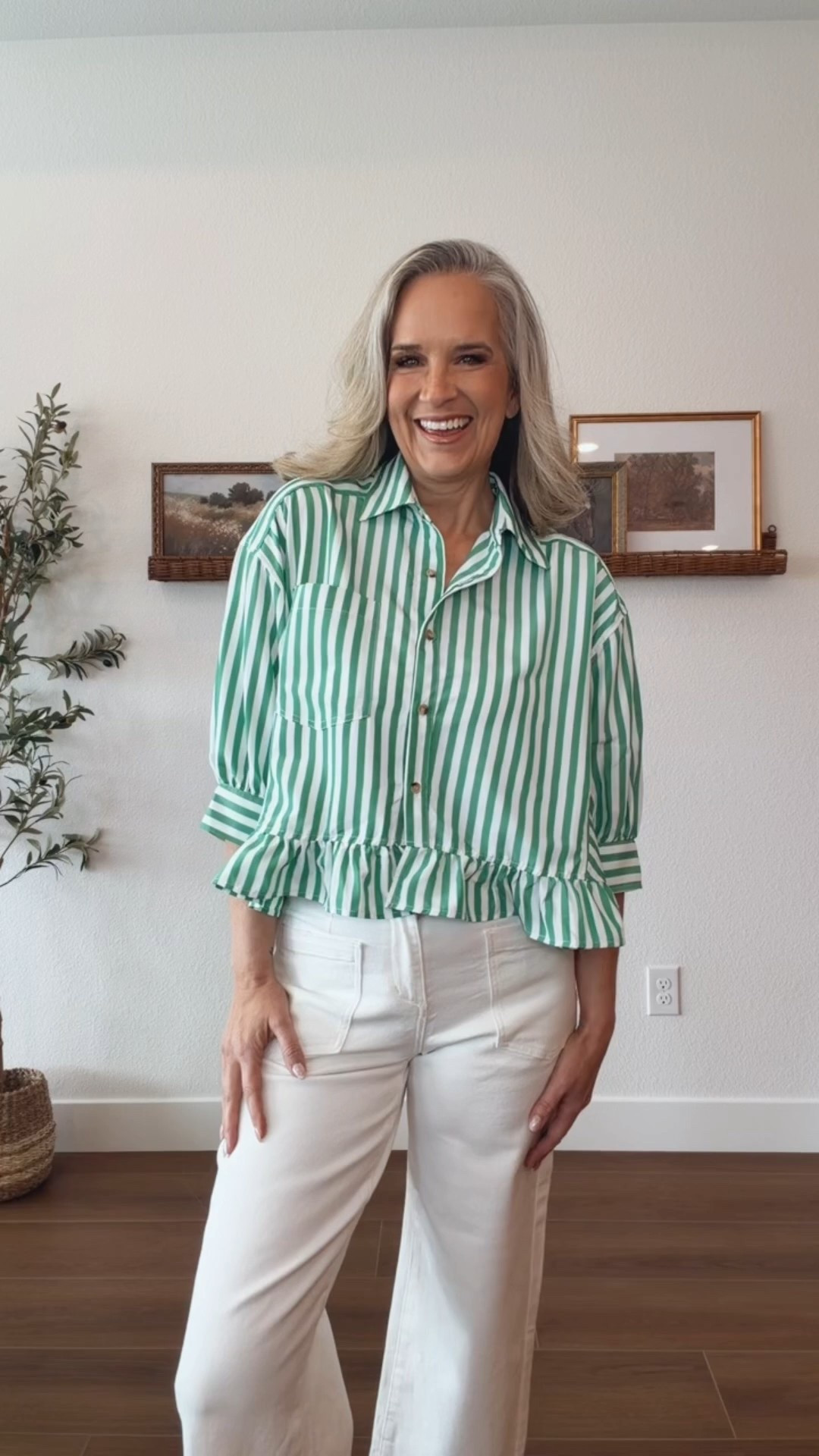 Midlife is so good!👏🏻 It’s not easy, but it’s good!

Amazon, over 50, white pants, elevated casual, over 40, striped top, no tuck, wide leg 

#LTKspringtrends #LTKOver40 #LTKootd