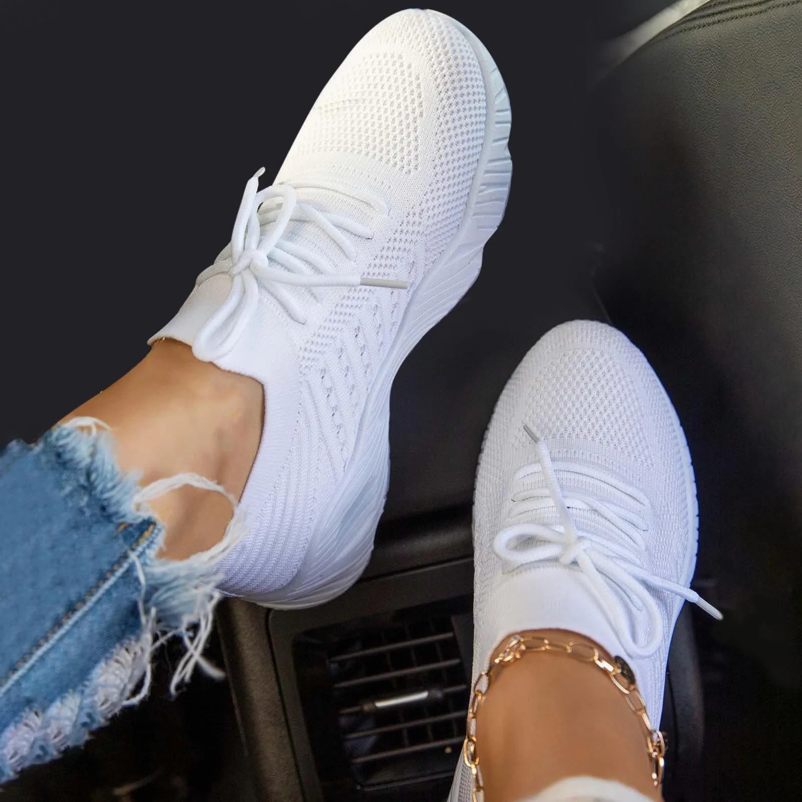 Aueoeo Women Sneakers,Womens Fashion Sneakers Summer Plus Size Fashion Casual Mesh Breathable Wom... | Walmart (US)