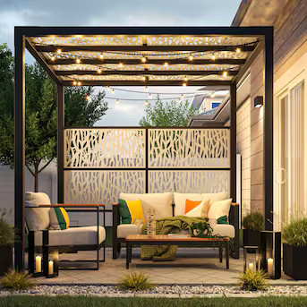 Freedom Matte Black Pergola Side Wall | Lowe's