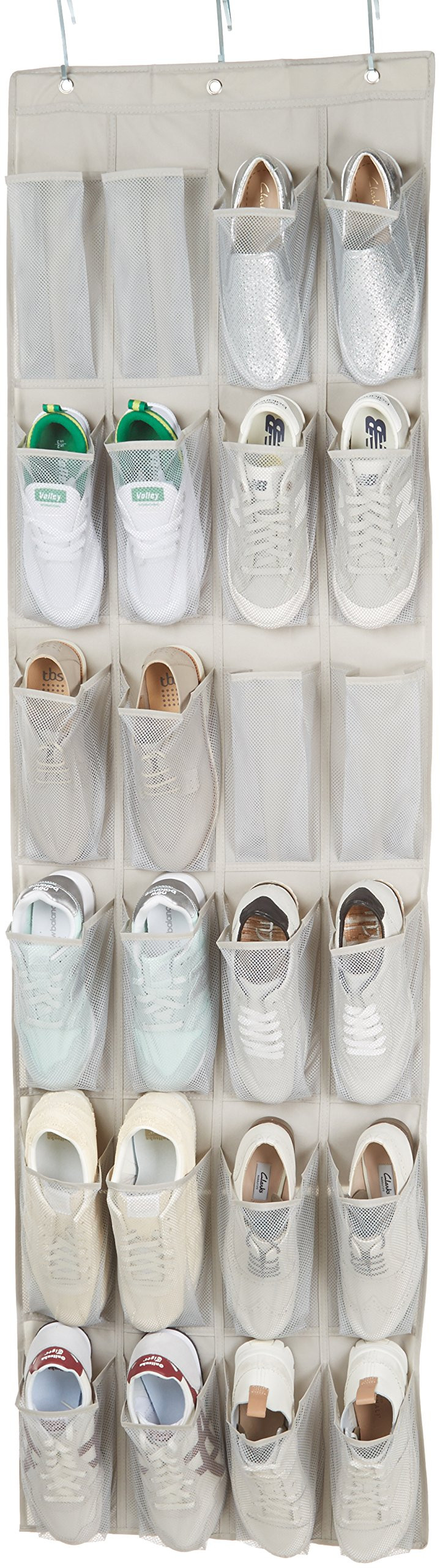 Amazon Basics 24 Medium Pocket Over-the-Door Hanging Shoe Organizer, Light Grey | Amazon (US)
