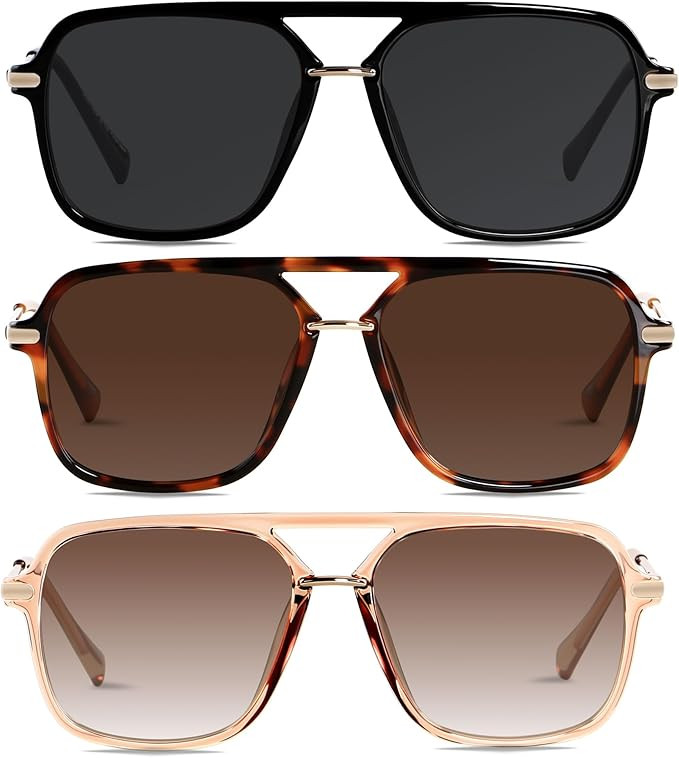 Amazon.com: ANDWOOD Retro Square Sunglasses for Women Men Polarized Trendy Aviator 90s Pilot Shad... | Amazon (US)