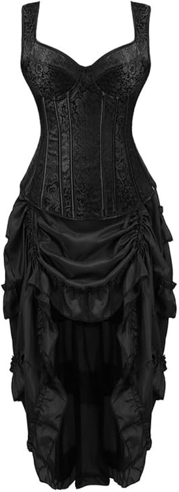 Pirate Corset Dress Top Skirt Set Plus Size Lace up Basques Halloween Women | Amazon (US)