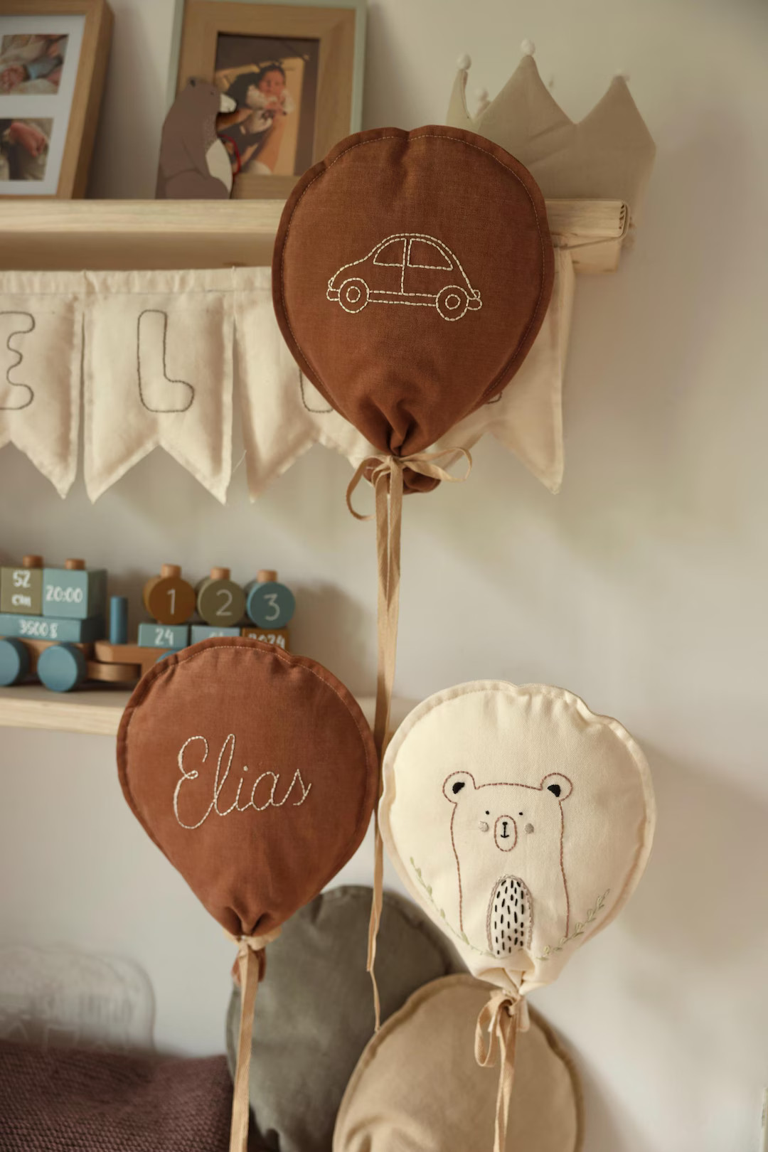 Personalized Cotton Balloon Wall Hanging – Embroidered Nursery & Kids Room Decor, Custom Name F... | Etsy (US)