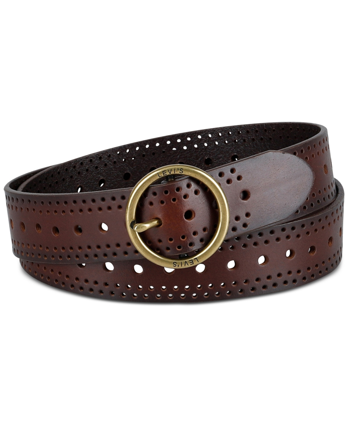 Levi's Women's Adjustable Laser Cut Leather Belt - Brown | Macy's