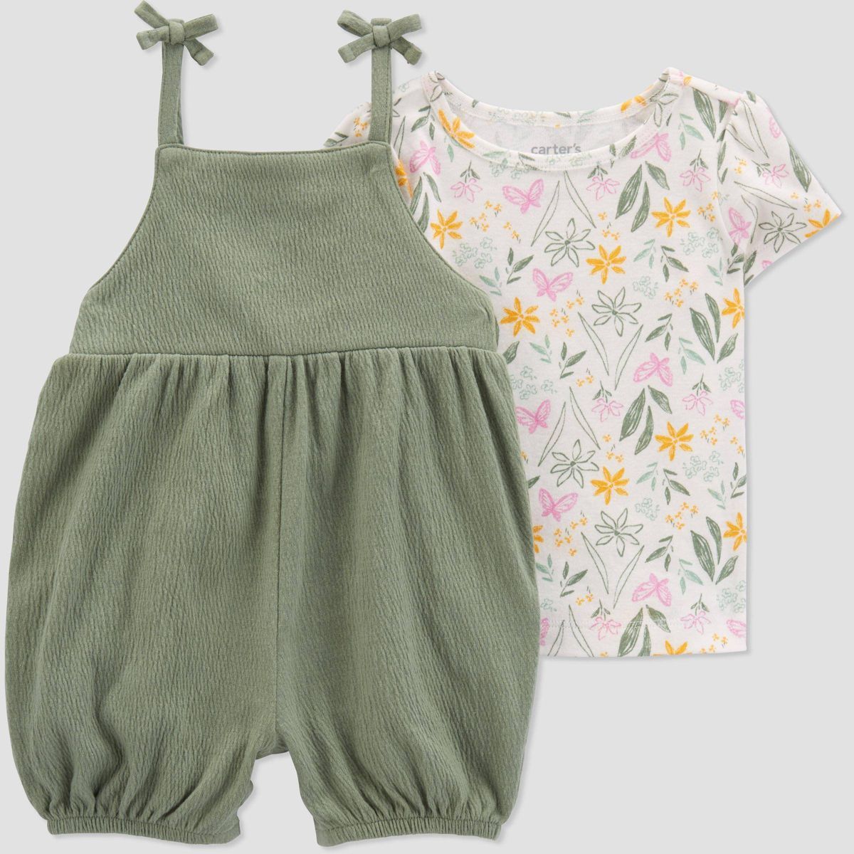 Carter's Just One You® Baby Girls' Floral Undershirt & Bottom Set - Green | Target
