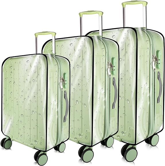 KSSZZCO 3 Pieces Thicken Clear Luggage Cover Protector, 20" 24" 28" PVC Luggage Covers for Suitca... | Amazon (US)