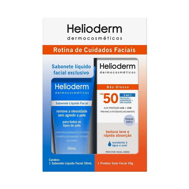 Kit Helioderm Facial FPS50 - 50g + Sabonete Líquido Facial Helioderm 50ml | Drogasil BR