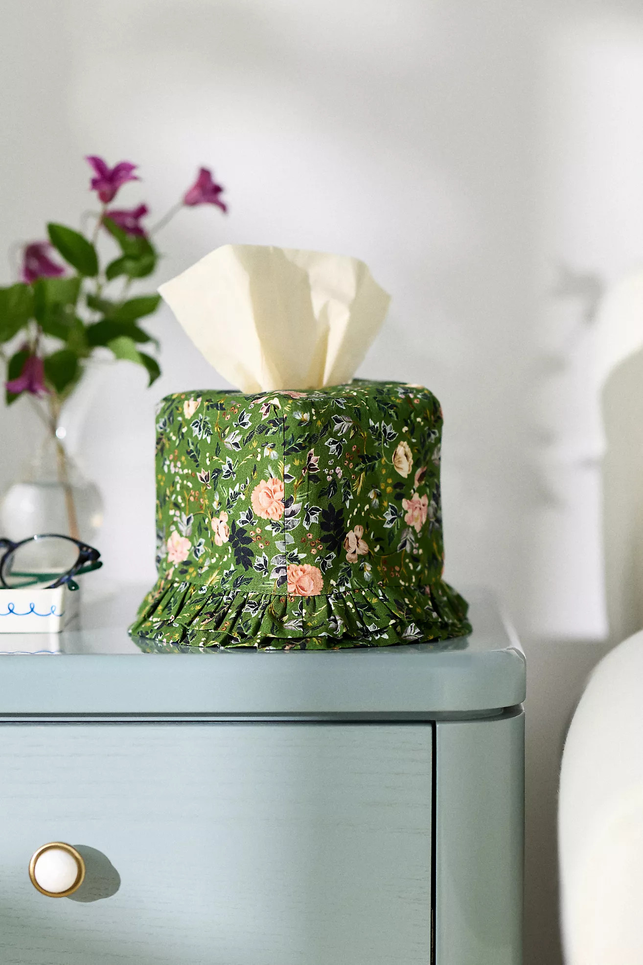 Fabric Printed Ruffle Tissue Box Cover | Anthropologie (US)