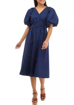 Crown & Ivy™ Women's Puff Sleeve Button Front Dress | Belk