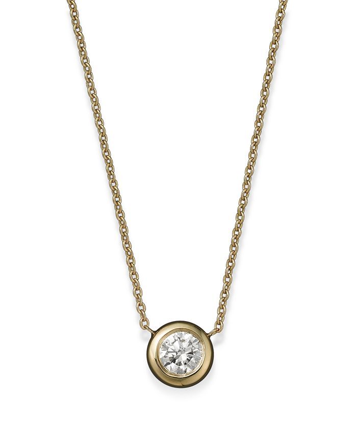 Roberto Coin 18K Yellow Gold Diamond Bezel Pendant Necklace, 16" | Bloomingdale's (US)