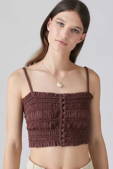 UO Chelsea Linen Ruched Cami | Urban Outfitters (US and RoW)