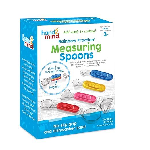 hand2mind Rainbow Fraction Measuring Spoons, Kids Montessori Kitchen Tools, Toddler Cooking Tools... | Amazon (US)