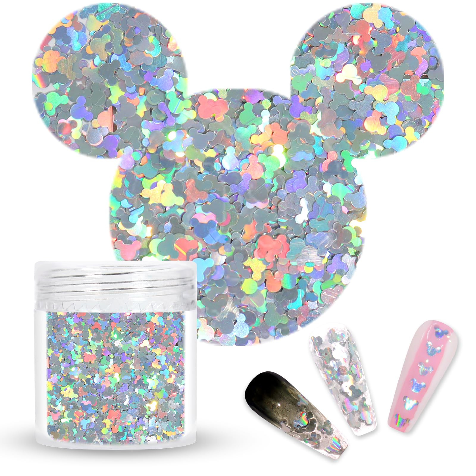 Laza 2g Chunky Glitter Mickey Mouse Shaped Confetti Nail Charms Holographic Sequins Stickers Spar... | Amazon (US)